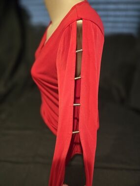 Michael Kors Bright Red V-Neck Blouse